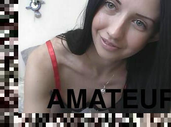 amatør, anal, tenåring, hjemmelaget, strømper-stockings, søt, dildo, alene