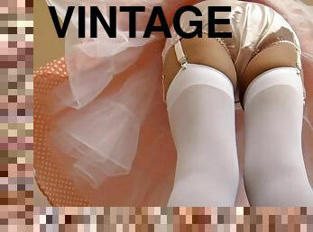 vintage, bas, lingerie, maîtresse, talons-hauts