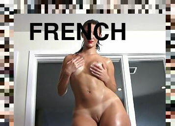French BBWS Rosee Divine pops her oiled rear.