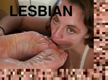 Bound lesbian foot worship fetish
