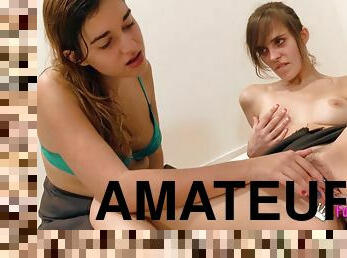 amatori, lesbiana, adolescenta, dildo, spaniola