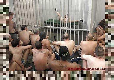 Hot bukkake porn video in the jail