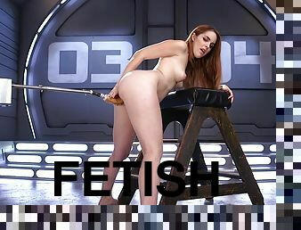 Leaned forward redhead fornicateed machine