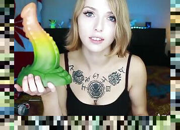 UNBOXING AND GETTING LAID HUGE BAD DRAGON DILDO, STUFFS TWAT WITH MINI DILDOS - amateur sex