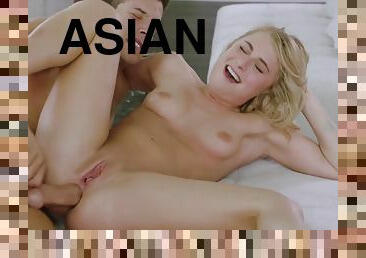 asiatisk, doggy, anal, blowjob, stor-pikk, pornostjerne, deepthroat, knulling-fucking, undertøy, petite