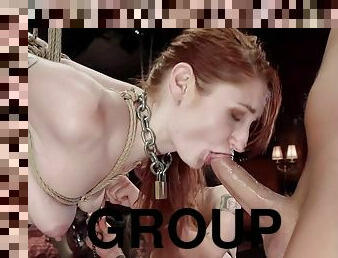 Redhead gagged and ass fucking fornicateed threesome orgy