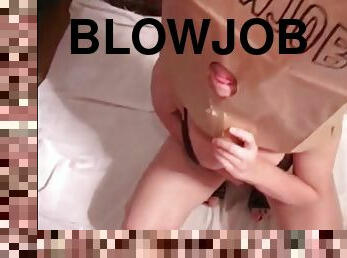 Anonymous hooker cheap blowjob with a paper bag