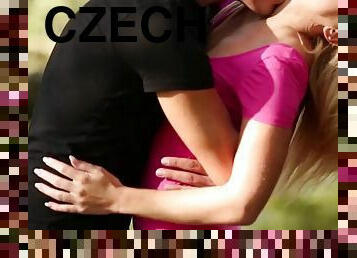 Czech sexy blonde has outdoor sex