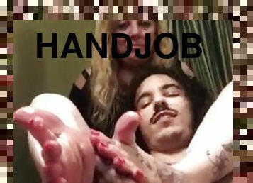 Handjob and handjob with the oily feet of the goddess Rhoanda