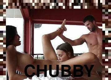 babes, chorro-de-corrida, regordeta-chubby, trío, jóvenes18, corrida