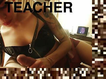 Sexy teacher wants his pecker in her hands