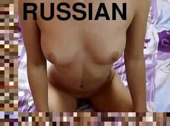 Russian skinny girl pleases with a great blowjob