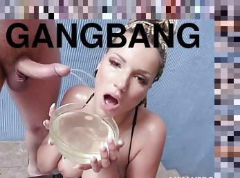 Gangbang DP anal pissing drinking
