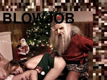 Bad ugly Santa fucks naughty teen girls