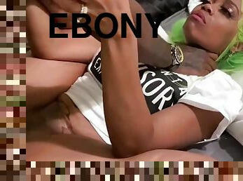 Green Hair Ebony - Big bootie