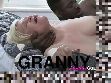 Granny Gobbles Black Knob And Gets Nail - Interracial Sex