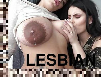 Lesbian boob sucking with lactating brunette moms - big nipples
