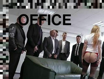 офіс, анальний-секс, груповий-секс-groupsex, по-двоє, шльондра, блондинка, злягання, жіноча-білизна, уніформа, проникнення