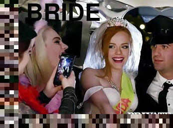 Bride and her girlfriends through orgy in limousine