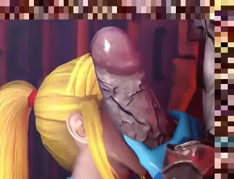 Big breast blond Samus gets had sex by alien dicks