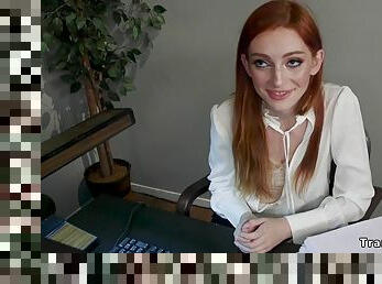 Blond Hair Babe Ts boss fucks redhead employee