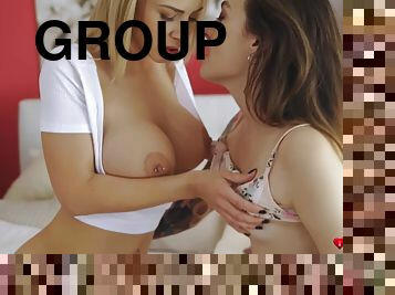 sayang, lesbian-lesbian, remaja, seks-grup, bertiga, mengagumkan, sangat-indah, tato