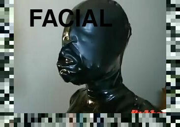 Breath play on face and latex mask