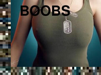 Bouncy Boobs in Slow Motion, Army Tank Top with Tags