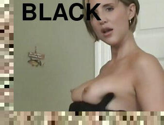 Sexy blonde fucked in black lingerie