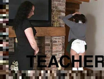 student, lærer, rumpe-butt, spanking