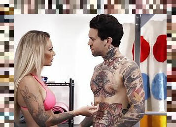 Aussie blonde isabelle deltore gets a cum on her tattoo