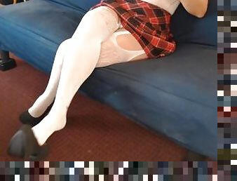 Mature School Girl Dangling in Panyhose