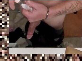 Pocket blowjob in bathroom at a party