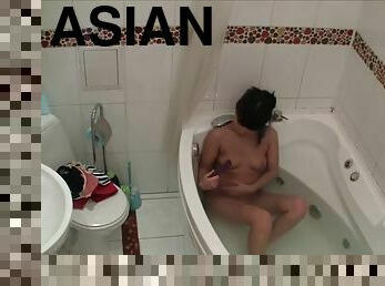 ázijské, kúpanie, masturbácia