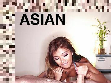 Massaging spa Asian throats on nice cock while stroking