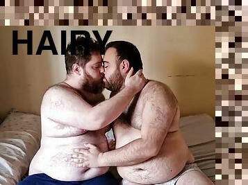 Hairy bears kiss