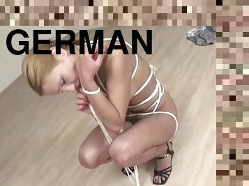 Wild German blonde deepthroats a loaded cock in POV