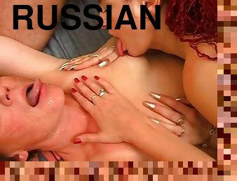 russe, gode-ceinture, hardcore, trio