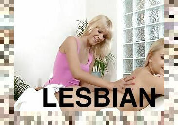 lesbiana, masaj, blonda, erotic