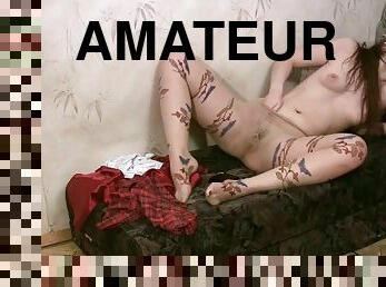 mastürbasyon-masturbation, külotlu-çorap, amcık-pussy, amatör, küçük-memeler