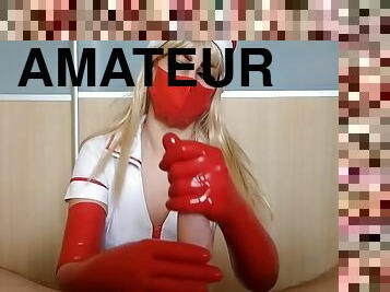 infirmière, amateur, énorme-bite, milf, branlette, point-de-vue, blonde, latex, lait