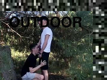 Guys having sex outdoors