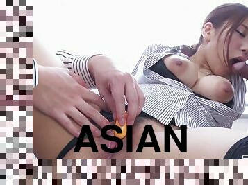 asiatisk, store-pupper, hårete, blowjob, tenåring, søt, riding, asiatisk-tenåring