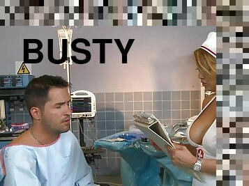 Tasty dong for busty nurse in heats