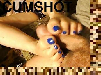 He loves his cum on my feet