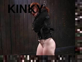 bdsm, joufflue, rousse, kinky, bout-a-bout, bondage, érotique, fessée, enchaînées