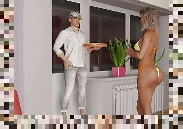 ehefrau, erotisch-mutti, paar, ehemann, verheiratet, cuckold, pizza