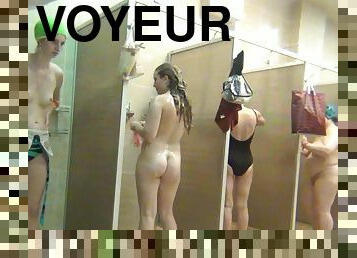 baignade, amateur, cam, voyeur, joufflue, douche, caché, posant