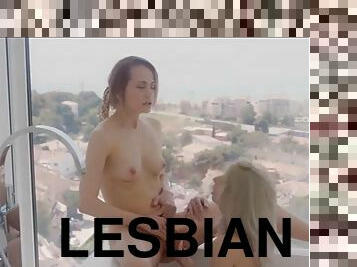 banhos, masturbação, lésbicas, hardcore, loira, chuveiro