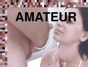 gros-nichons, amateur, fellation, ejaculation-sur-le-corps, branlette, française, joufflue